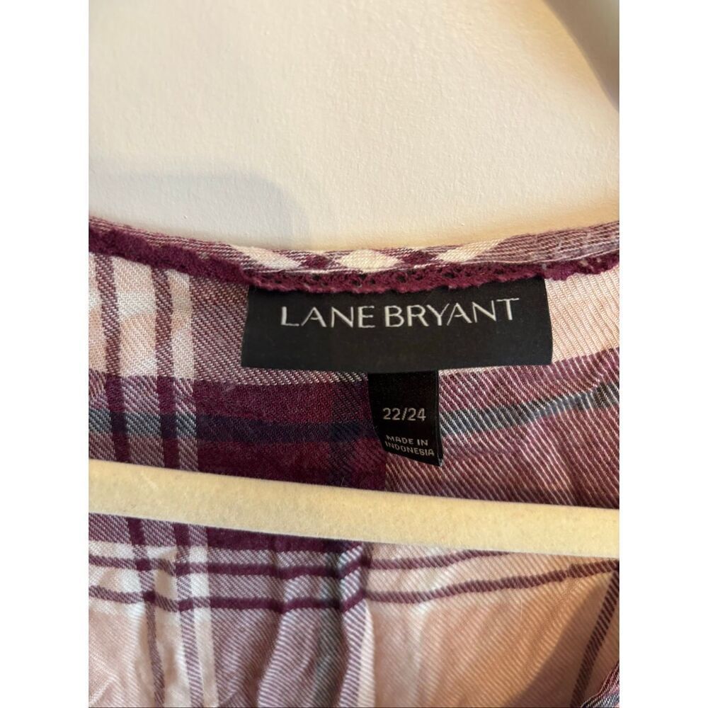 Lane Bryant V Neck Plaid Flannel Long Sleeve Women SZ 22/24 - Picture 4 of 7